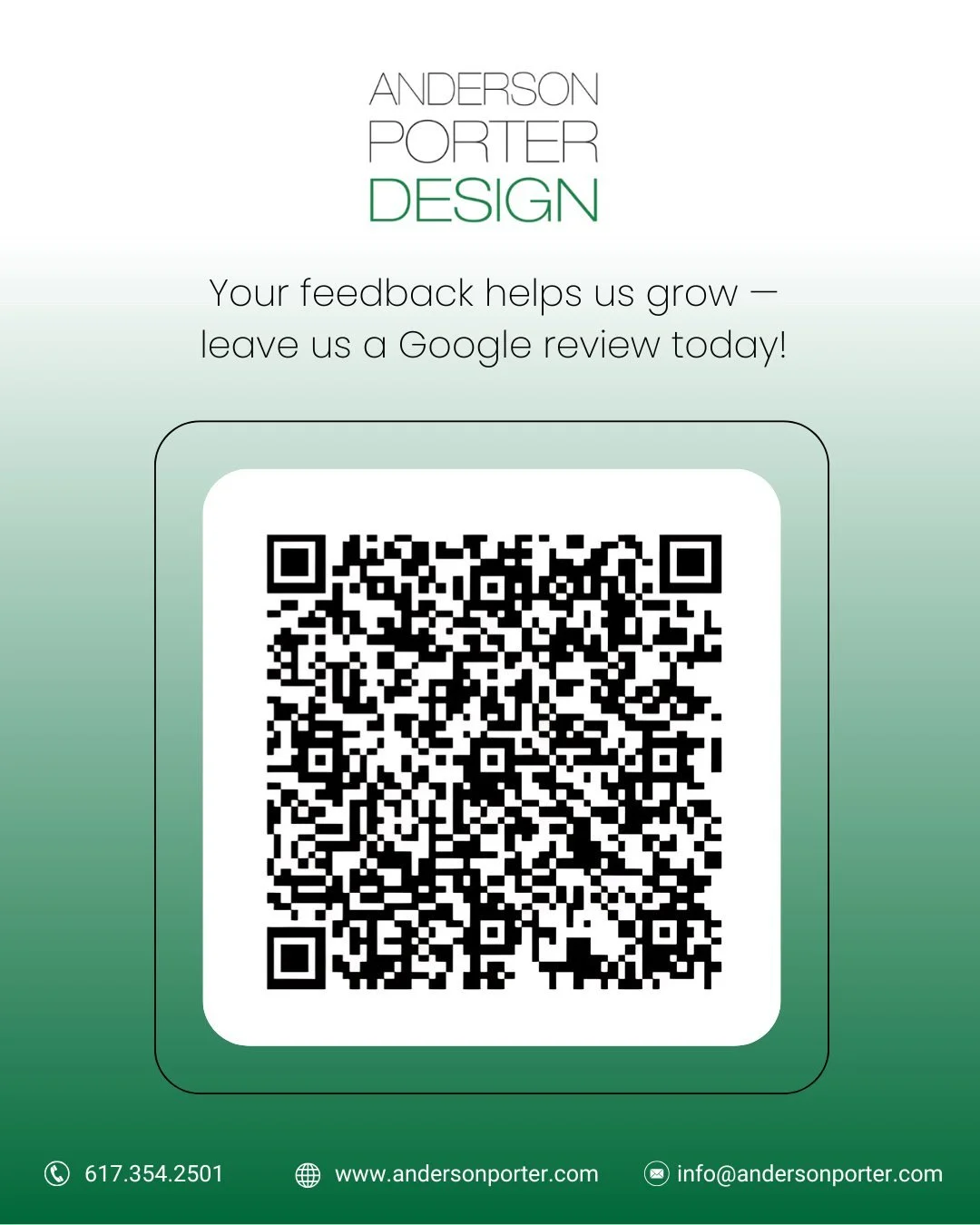 We&rsquo;d love to hear from you! 💙

If you&rsquo;ve worked with the Anderson Porter Design team&mdash;whether on a cannabis facility, multi-family project, or anything in between&mdash;your feedback means the world to us! 🙏

💬 Leave us a quick Go
