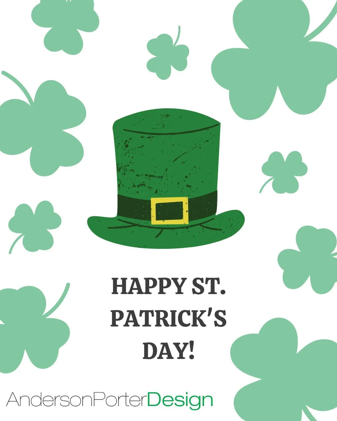 Wishing everyone a day filled with a little luck, great company, and plenty of green! 💚

From all of us at Anderson Porter Design, have a safe and happy St. Patrick&rsquo;s Day! ☘️ 

#StPatricksDay #HappyStPatricksDay #AndersonPorterDesign #APDesign