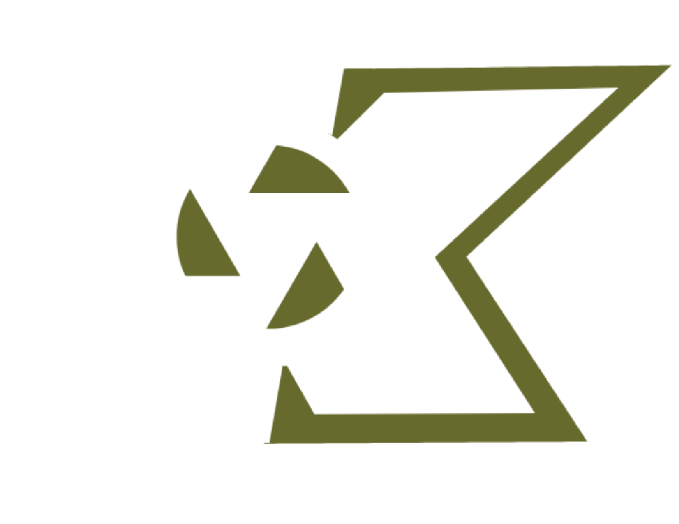A pixelated logo with a stylized white 'F' and green geometric shapes, set against a black background.