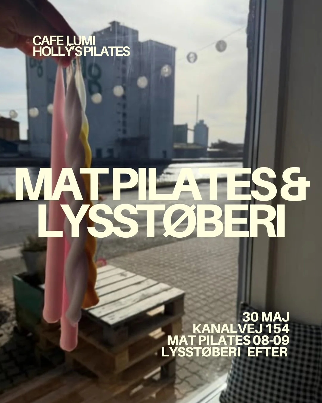 MAT PILATES x LYSST&Oslash;BERI HOS @cafelumikanalvej 
L&oslash;rdagen starter st&aelig;rkt! 🤍🔥

L&oslash;rdag d.30 maj
08.00&ndash;09.00: Mat Pilates med Gosia 
Efterf&oslash;lgende: Lav dine egne lys i Caf&eacute; Lumis lysst&oslash;beri og nyd n