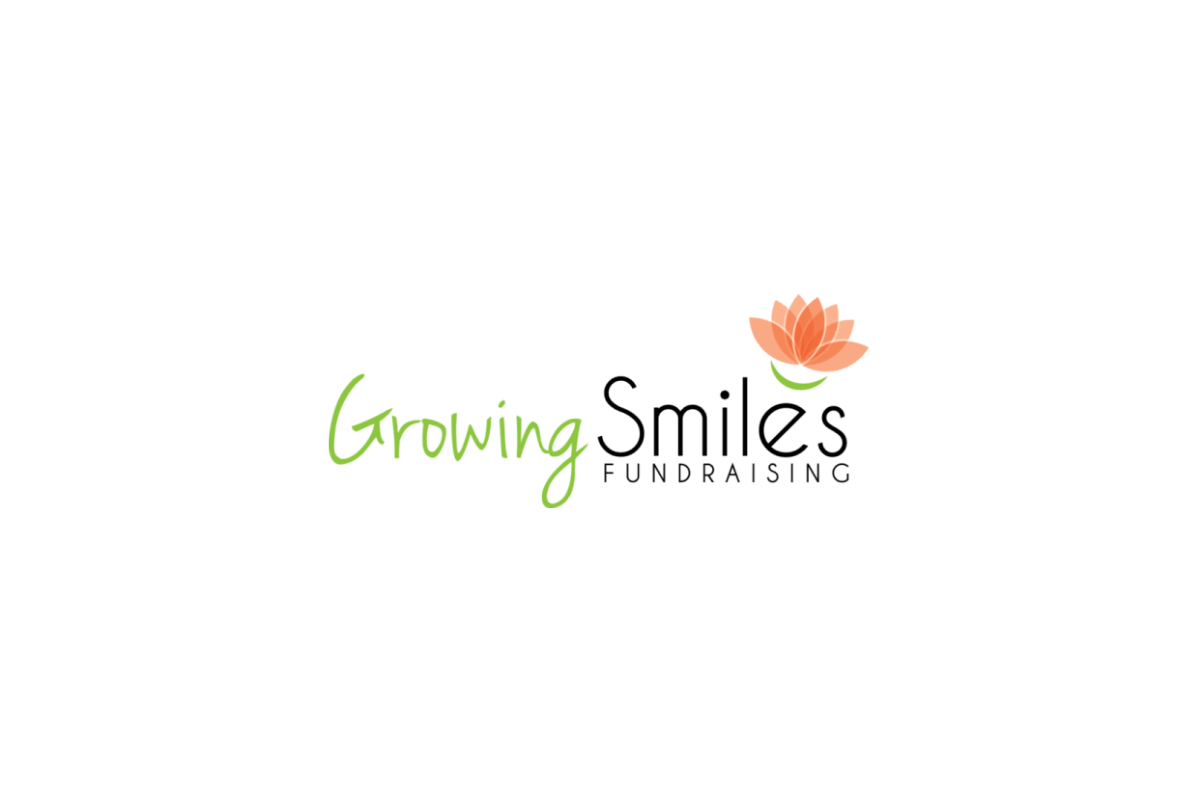 Logo for Growing Smiles Fund & Fund, featuring a pink lotus flower and green text.