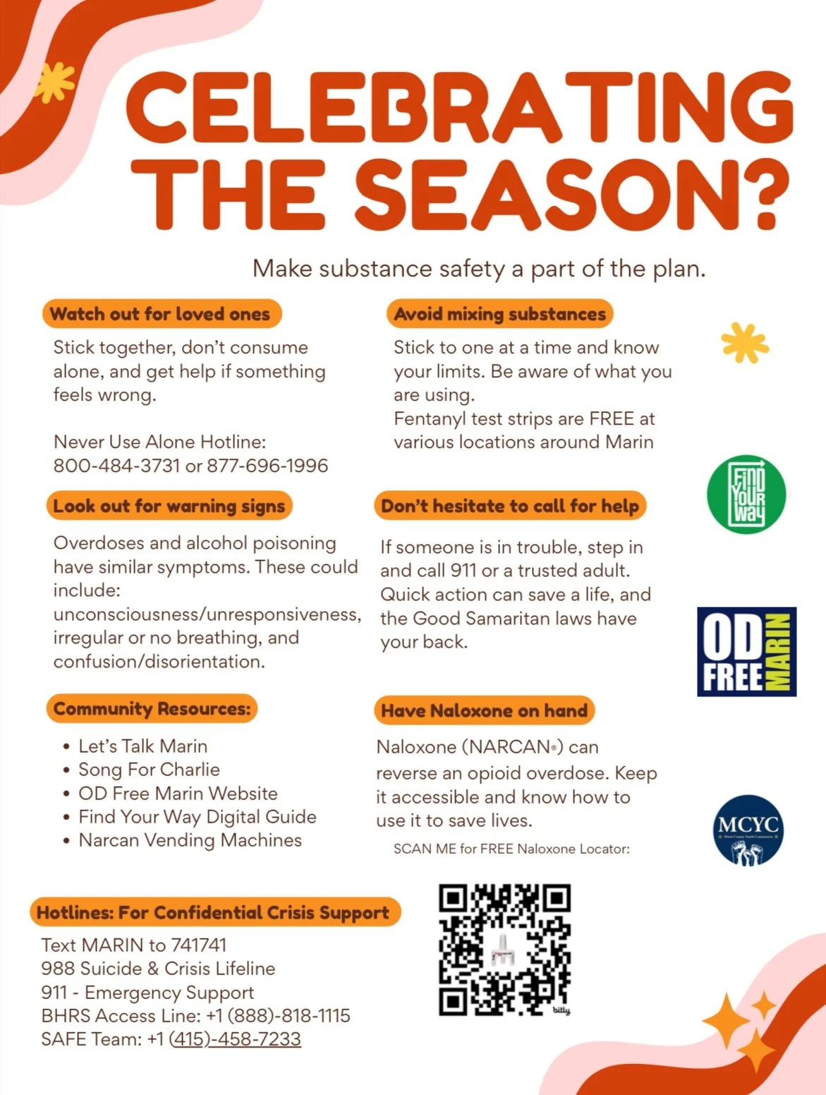 This holiday season, the Alcohol Tobacco and Other Drugs (ATOD) Subcommittee of the Marin County Youth Commission is launching a Holiday Safety Campaign to empower youth to make safe and healthy choices. ATOD is sharing resources on substance misuse 