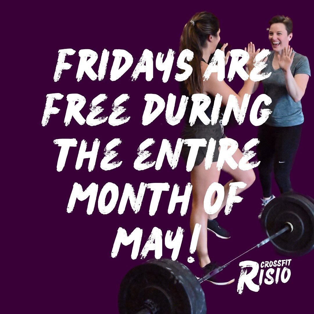 Come and get your fitness on with us on Fridays during the month of May! If you've been swirling around the idea of starting CrossFit but still aren't sure, now is your chance to give it a try at no cost to you. No previous experience required, just 