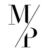 Minimalist logo with the letters 'M' and 'P' separated by a diagonal slash