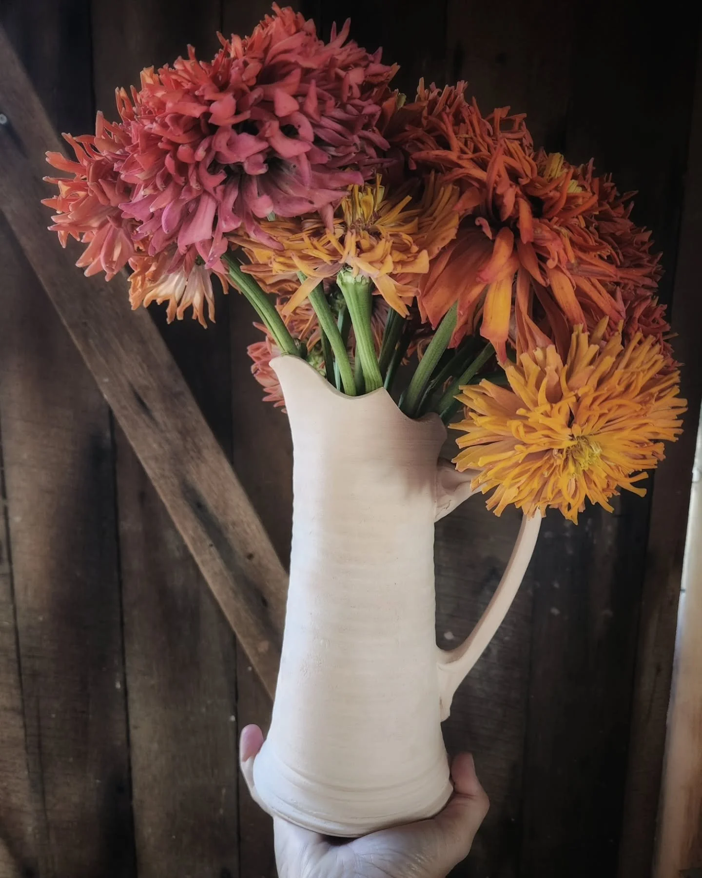 Shades of bisque.
How I've missed them!
#thepotteress #zinnias #bisqueware #comingsoon #wip