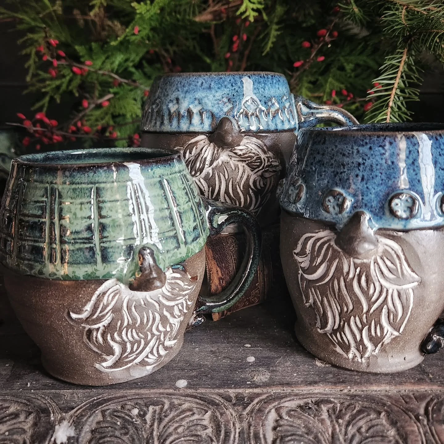 Now these three remain: Bylur, Floki,  and Jokkla.
These three gnomes are still hoping to be adopted by tonight and sent to their forever homes for Christmas. 
They do have an inordinate amount of facial hair and rather significant noses, but they ar