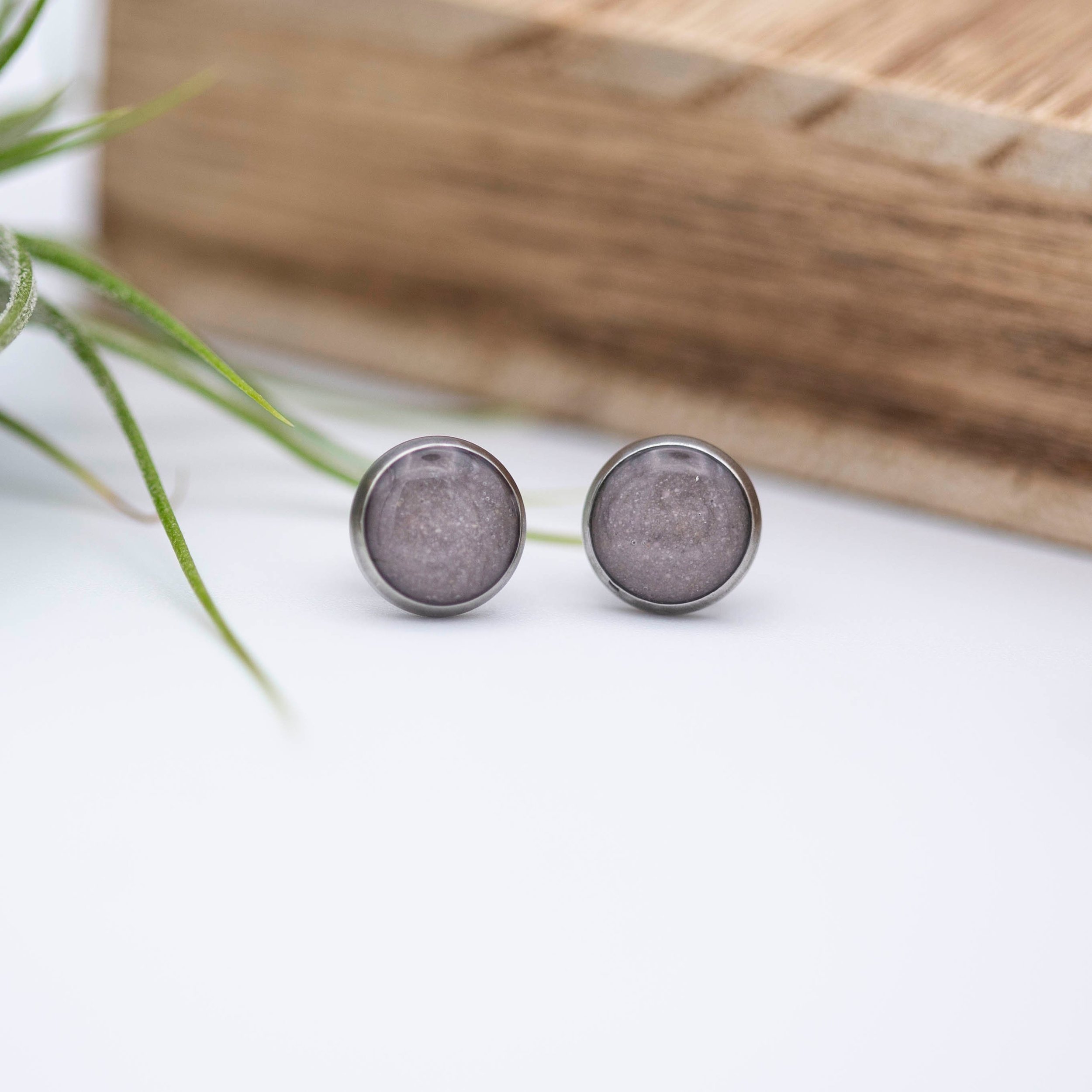 Tiny pink rhodonite gemstone stainless steel earrings are simple and perfect.