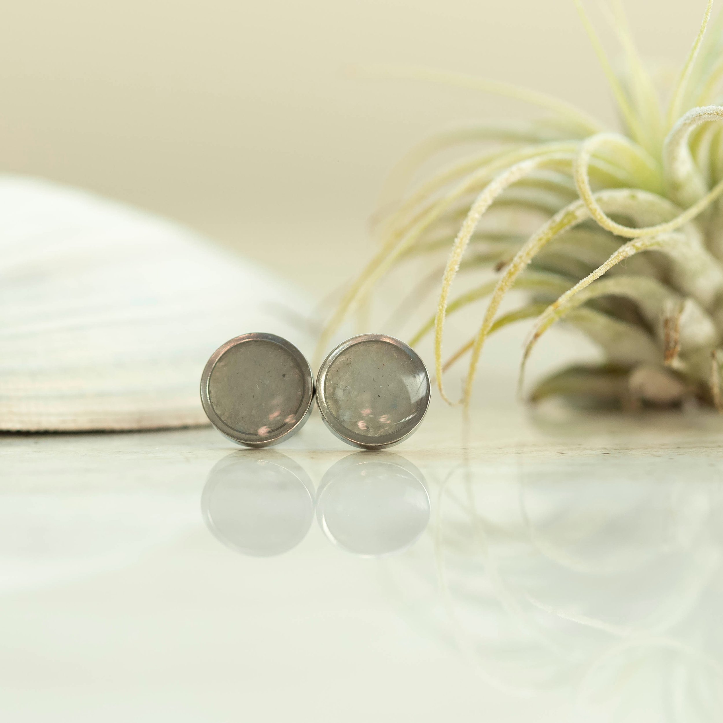 Aquamarine Stainless Steel Stud Earrings