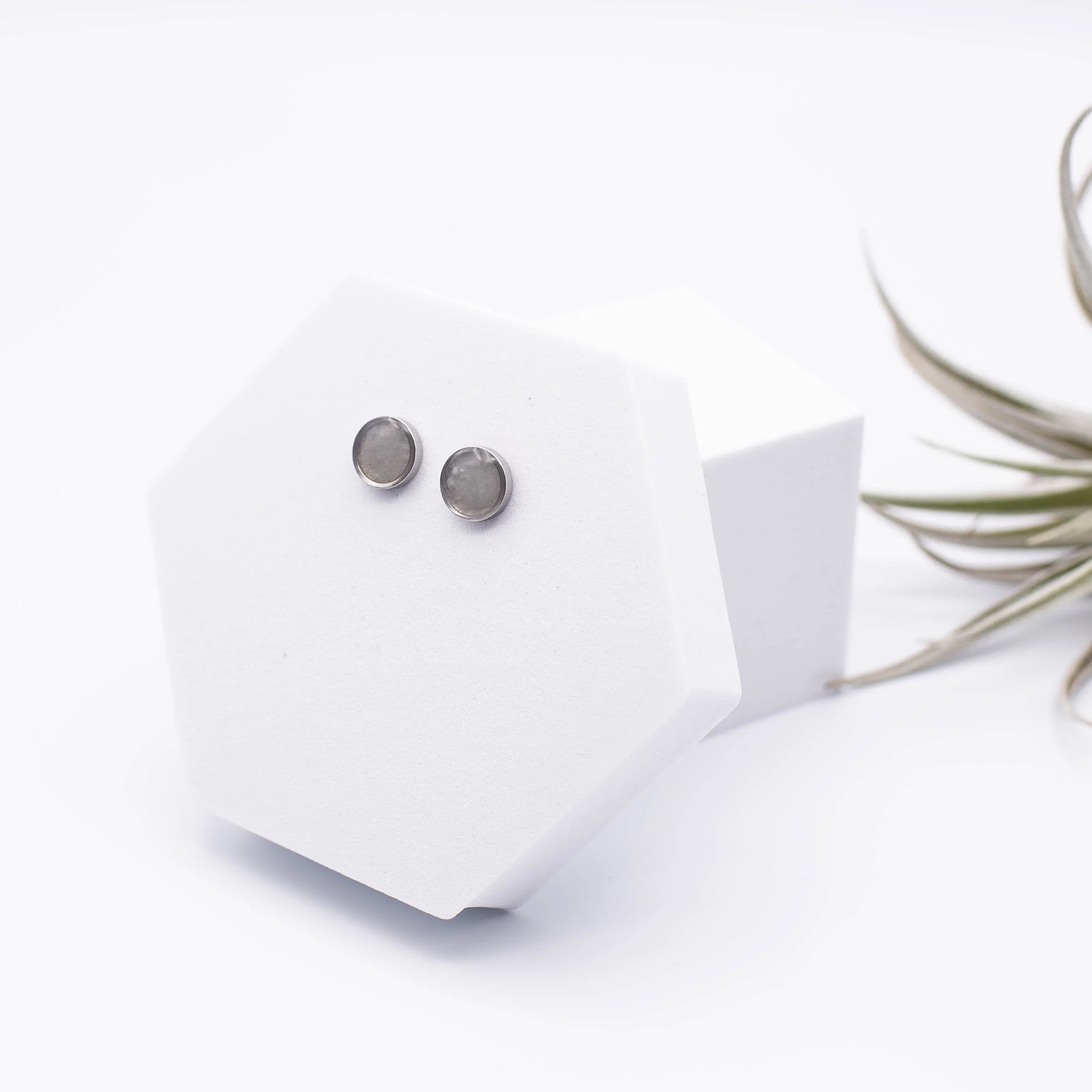 Aquamarine Stainless Steel Stud Earrings