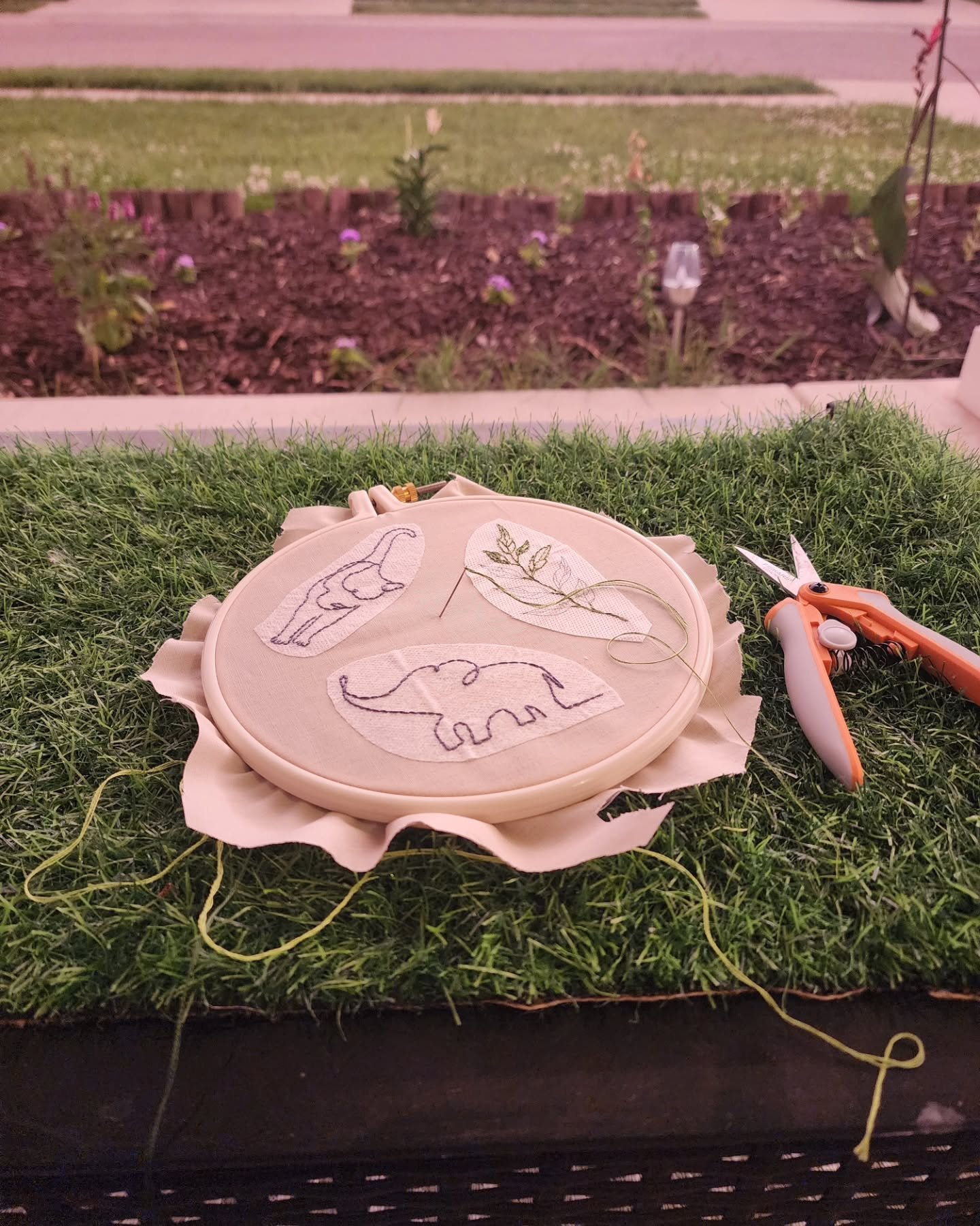 Doing some embroidery on my front porch this evening while watching my hummingbird friends plus the post-thunderstorm sky is amazing tonight. 😍 I thought I would share. 
#embroidery #getoutdoors