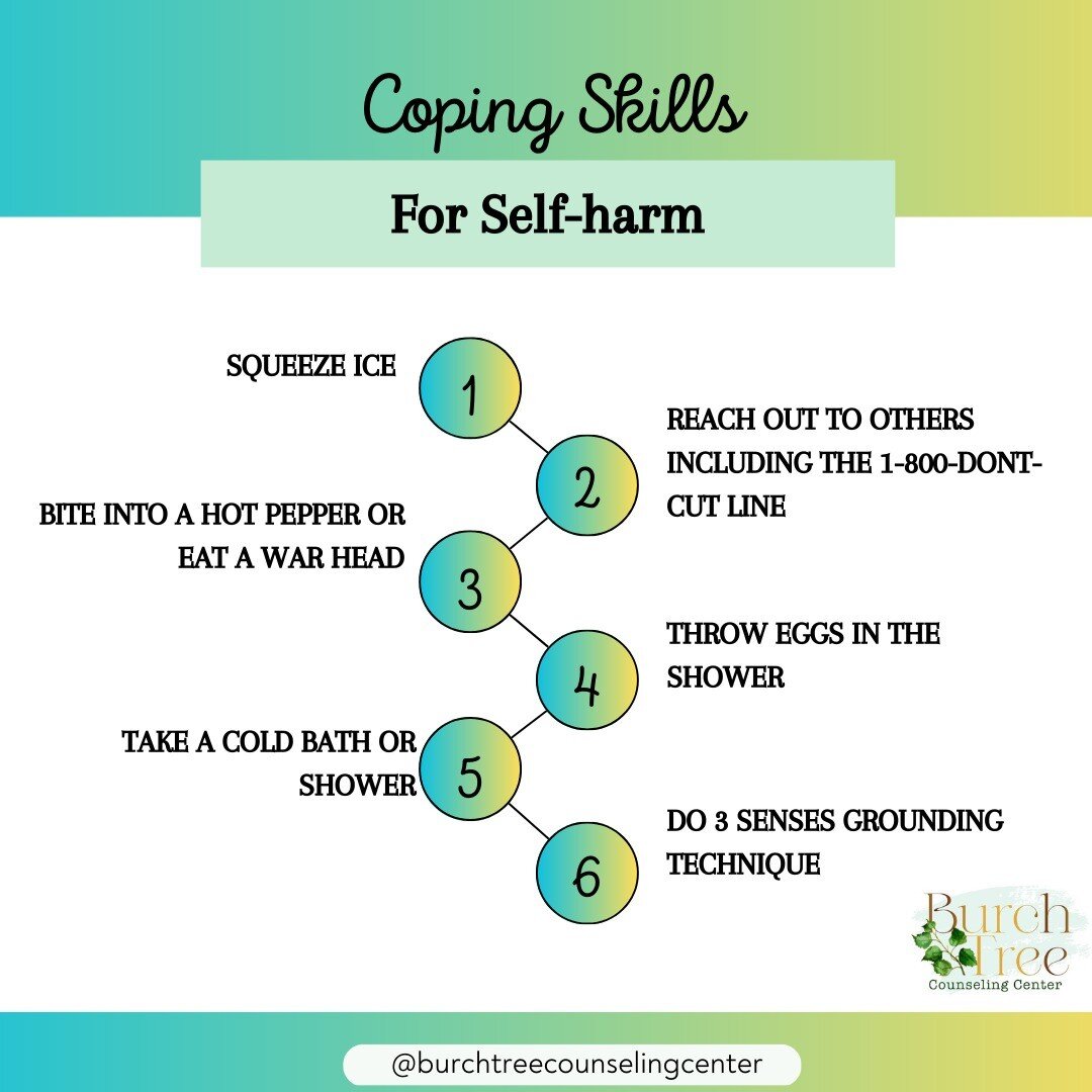 Self-harm can sometimes be a way to cope with negative events or, uncomfortable feelings. Here are 6 healthy ways to cope with difficult events or feelings besides self-harming.

PS: All skills mentioned in this post were derived from The Cornell Res