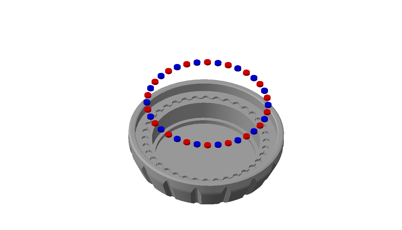  install encoding magnets  36x 63x1mm  in an alternating pole configuration, the magnets should be press fit, but glue may also be used. 
