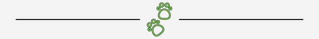 Two horizontal black lines with green paw prints in the center.
