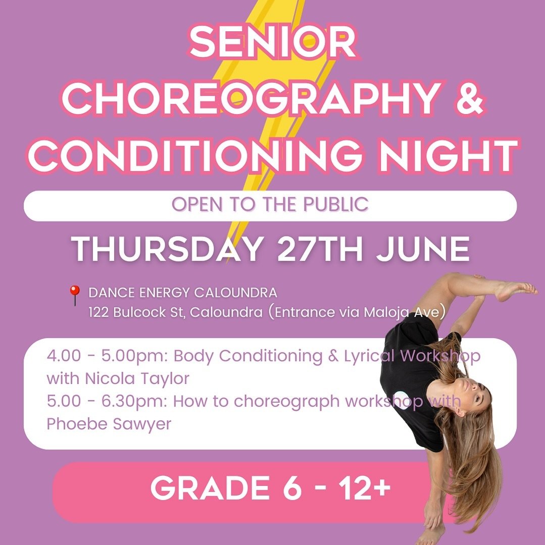 SENIOR CHOREOGRAPHY &amp; CONDITIONING WORKSHOP ⚡️
👉 Tap the link in our bio to book!

These Winter holidays, we have something SUPER special planned for Pre-Inter to Senior (Grade 6 - 12+) dancers! We are calling all dancers who are interested in f