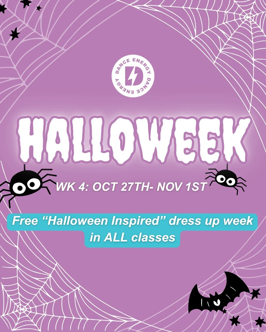 It&rsquo;s HALLOWEEK! 🧡 👻 
Get your costumes ready for a fun-filled week of dress-ups across all locations! We can&rsquo;t wait to see your spooky, sparkly, and silly looks in class! 👀

Plus, we&rsquo;ll be getting into the spirit with some Hallow