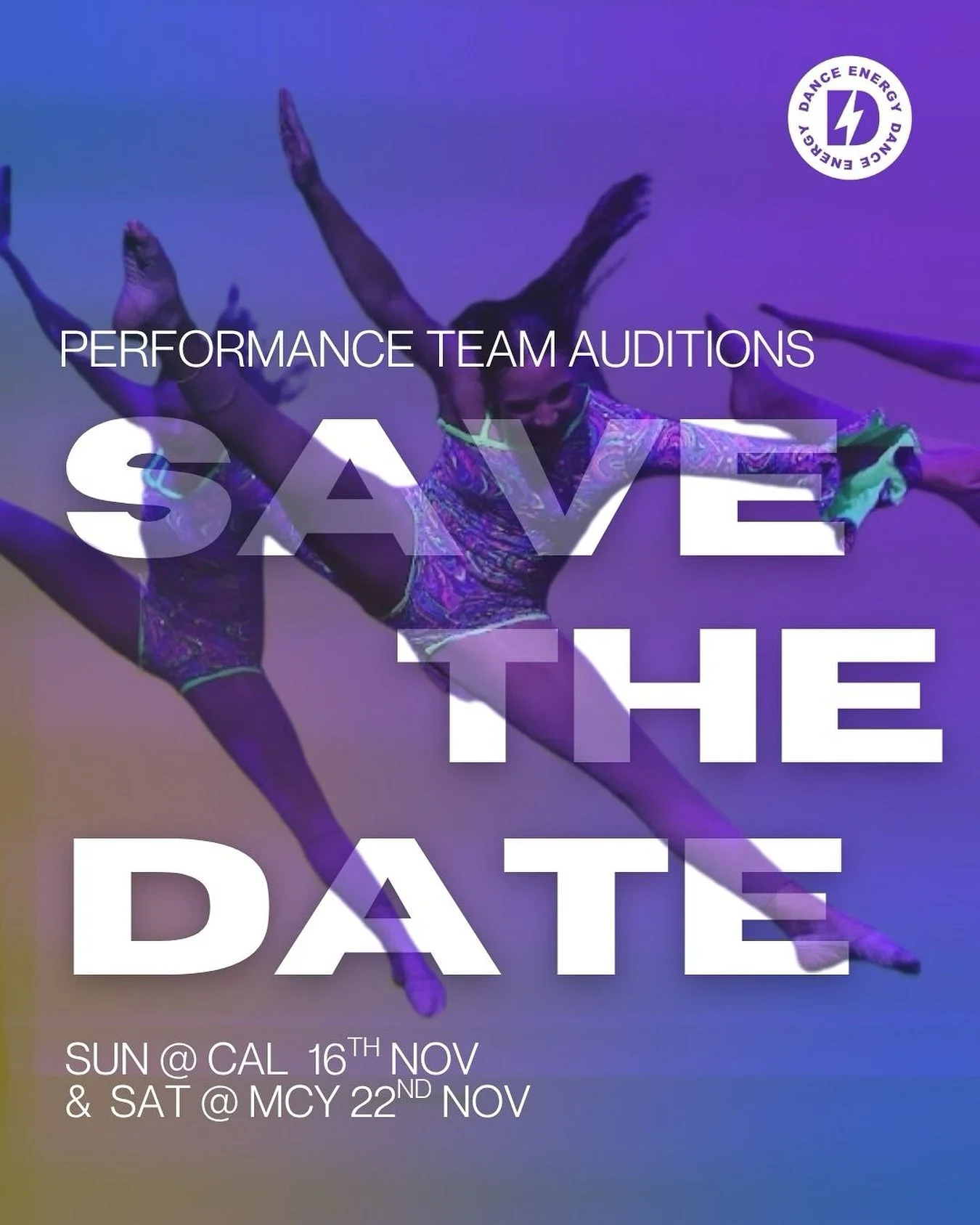 Interested in joining our Performance Teams in 2026? Come along and audition! ⚡️

Students can audition on either of our two available days:
- Sunday 16th Nov @ CAL
- Saturday 22nd Nov @ MCY

To register and find out more info regarding ages &amp; ti