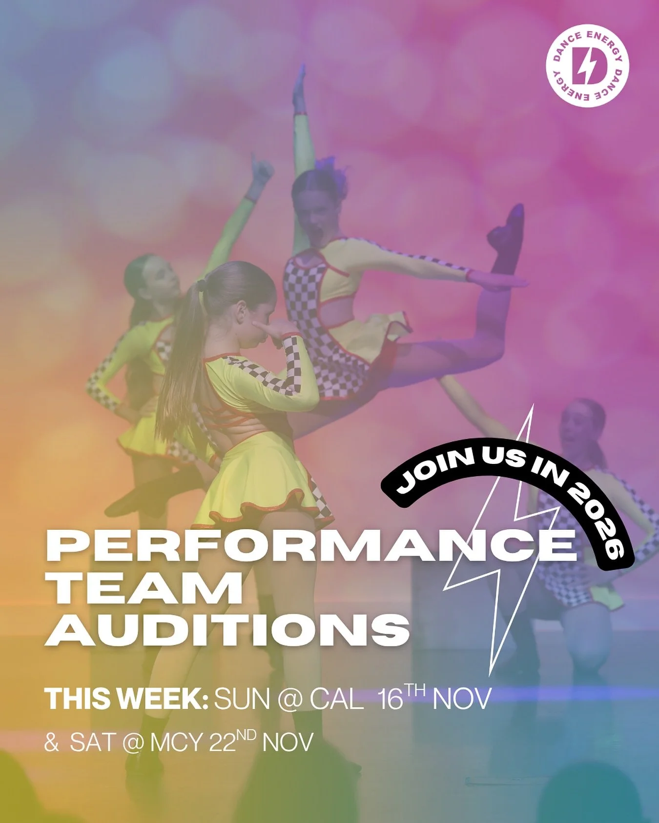 Audition day is about more than placement. It&rsquo;s about possibility. You&rsquo;ll dance, connect and feel that buzz that only happens at Dance Energy.

Be part of a program built on teamwork, creativity and confidence. This is your year to grow, 