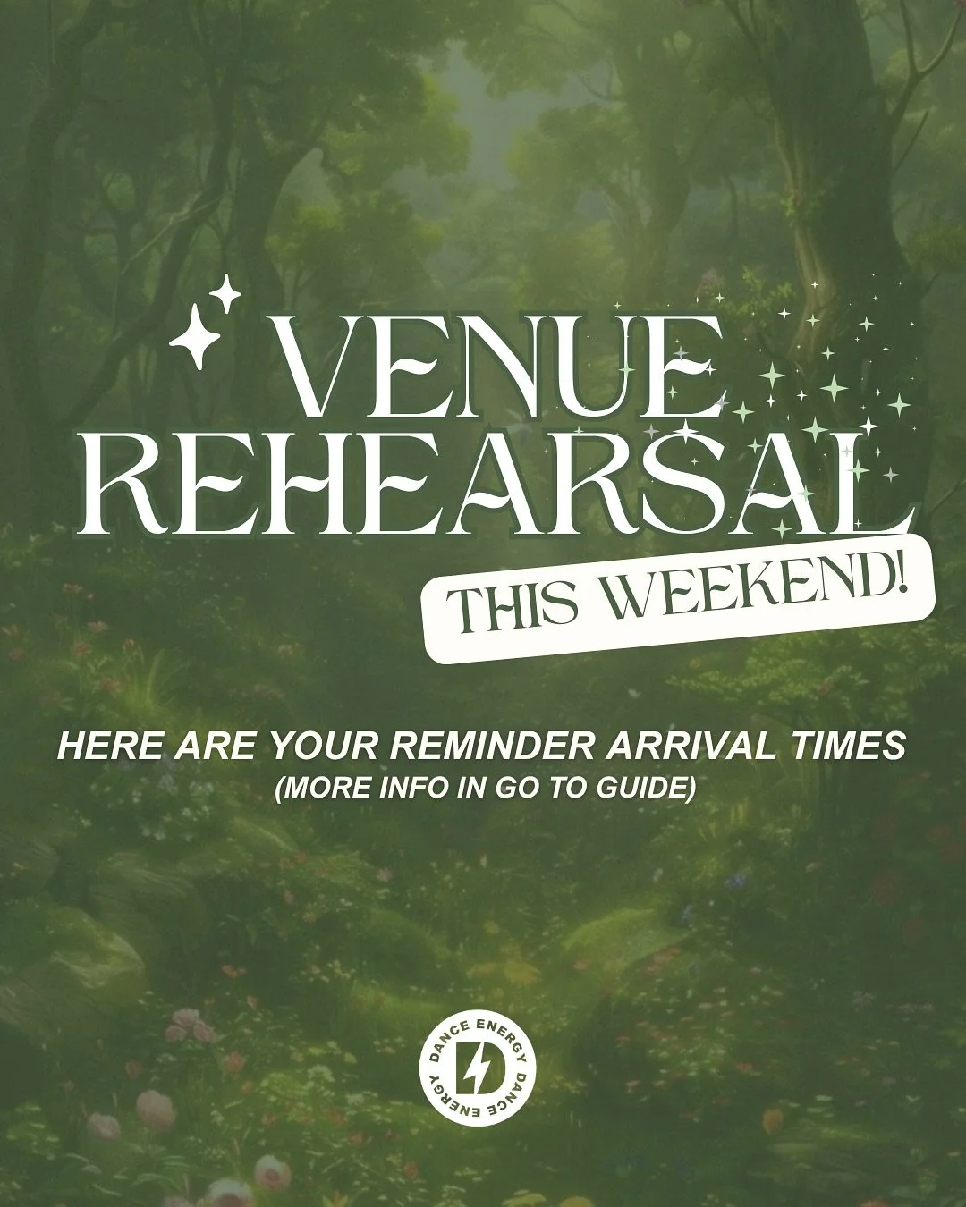SPELLBOUND REHEARSAL REMINDER! ✨

Our big rehearsal weekend is here and we can&rsquo;t wait to bring the magic together! 🪄💜

Please check all arrival + pick-up times carefully and allow extra time to find a park. All students must be signed in &amp