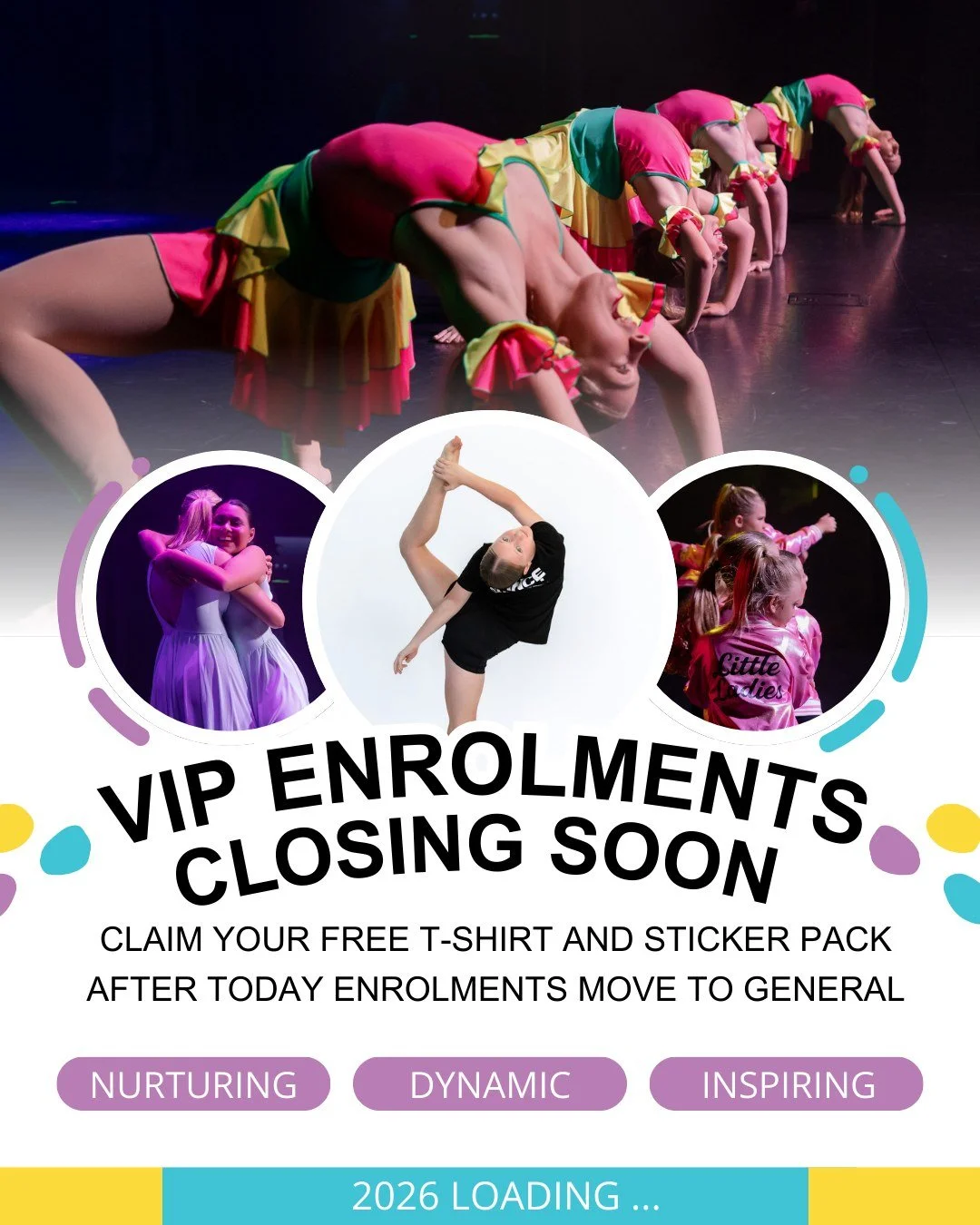 🚨 VIP ENROLMENT CLOSES TODAY 🚨

Deadline is 3pm.

This is your final chance to:
&bull; Lock in 2026 classes
&bull; Secure your dancer&rsquo;s spot
&bull; Receive a FREE Dance Energy t-shirt

After today, enrolments move to general release. Link in 
