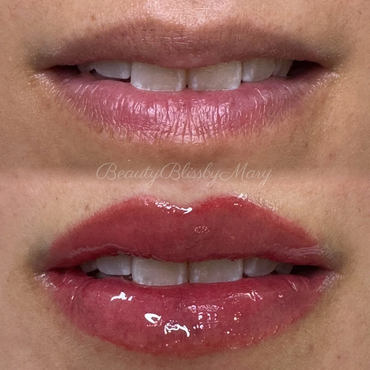 Lip Blush 👄 
Before ➝ immediately after 💋 Soft color, defined shape (healing in progress)
Check out beautyblissbymary.com or text/call for more info at (808)256-3129

#liptattoo #lipblush #permanentlip
#permanentmakeup #permanentcosmetics