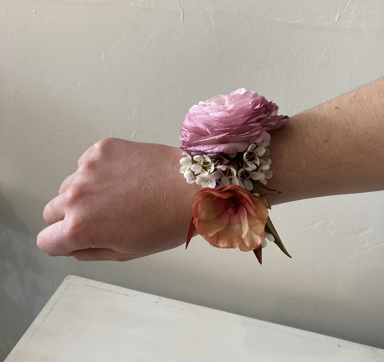 Flower bracelet Wedding jewellery Ear of wheat and white roses Bridal  accessories Romantic rustic wedding Magaela Flower wrist corsage