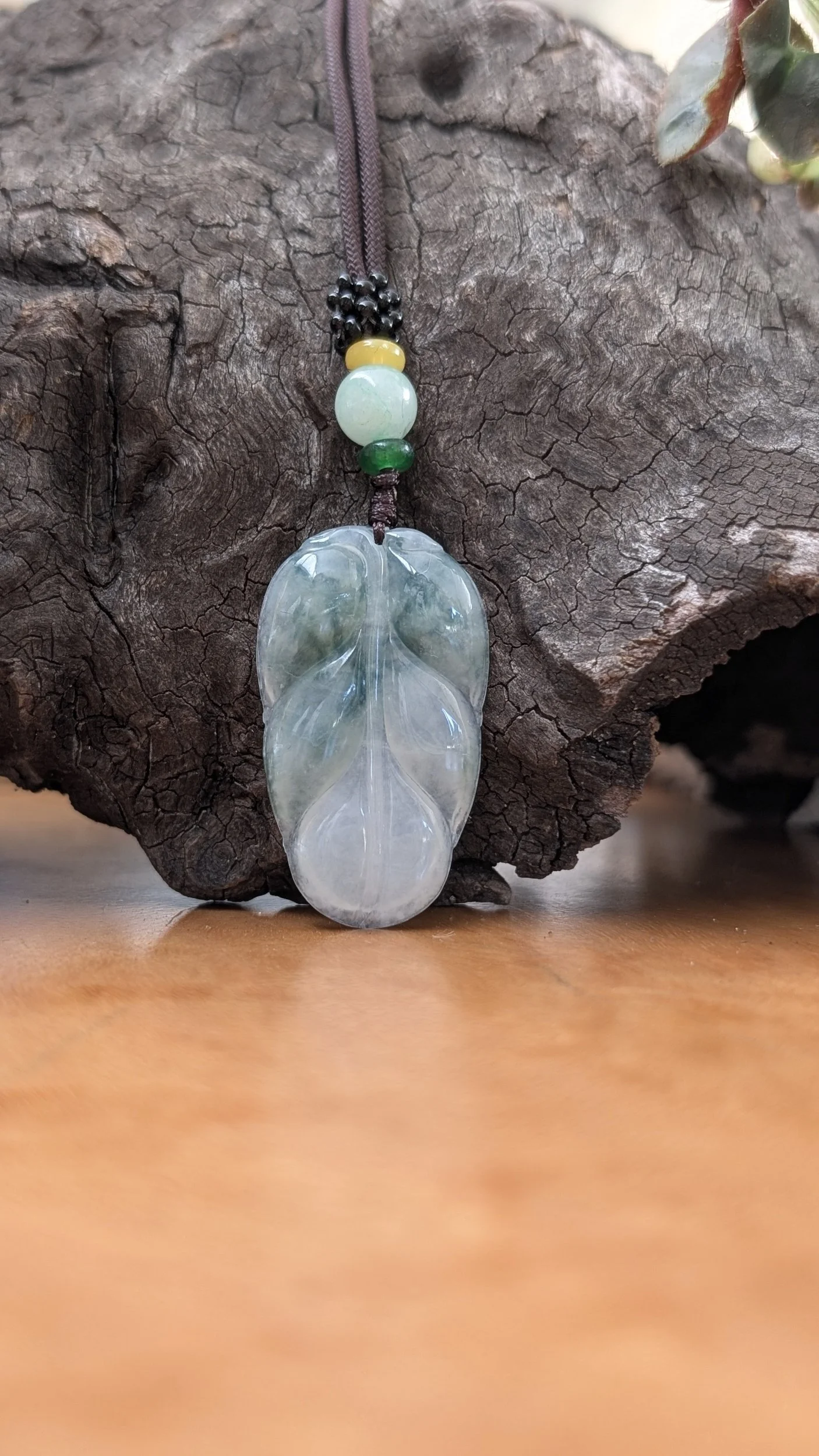 Genuine Grade A Burmese Jadeite Leaf Pendant