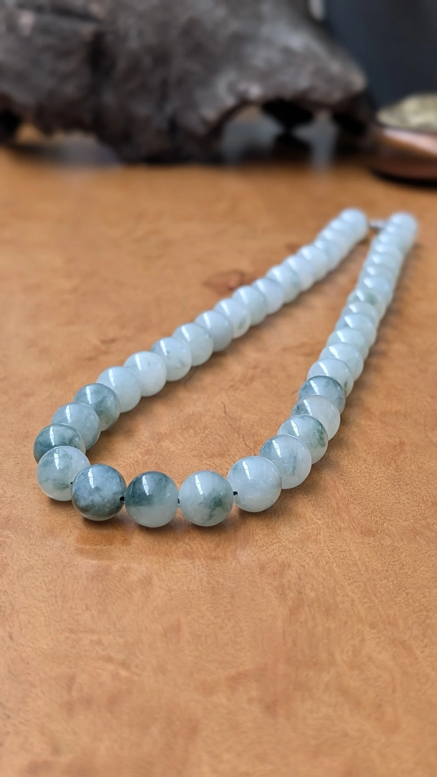 Genuine Grade A Burmese Green Jadeite Bead necklace