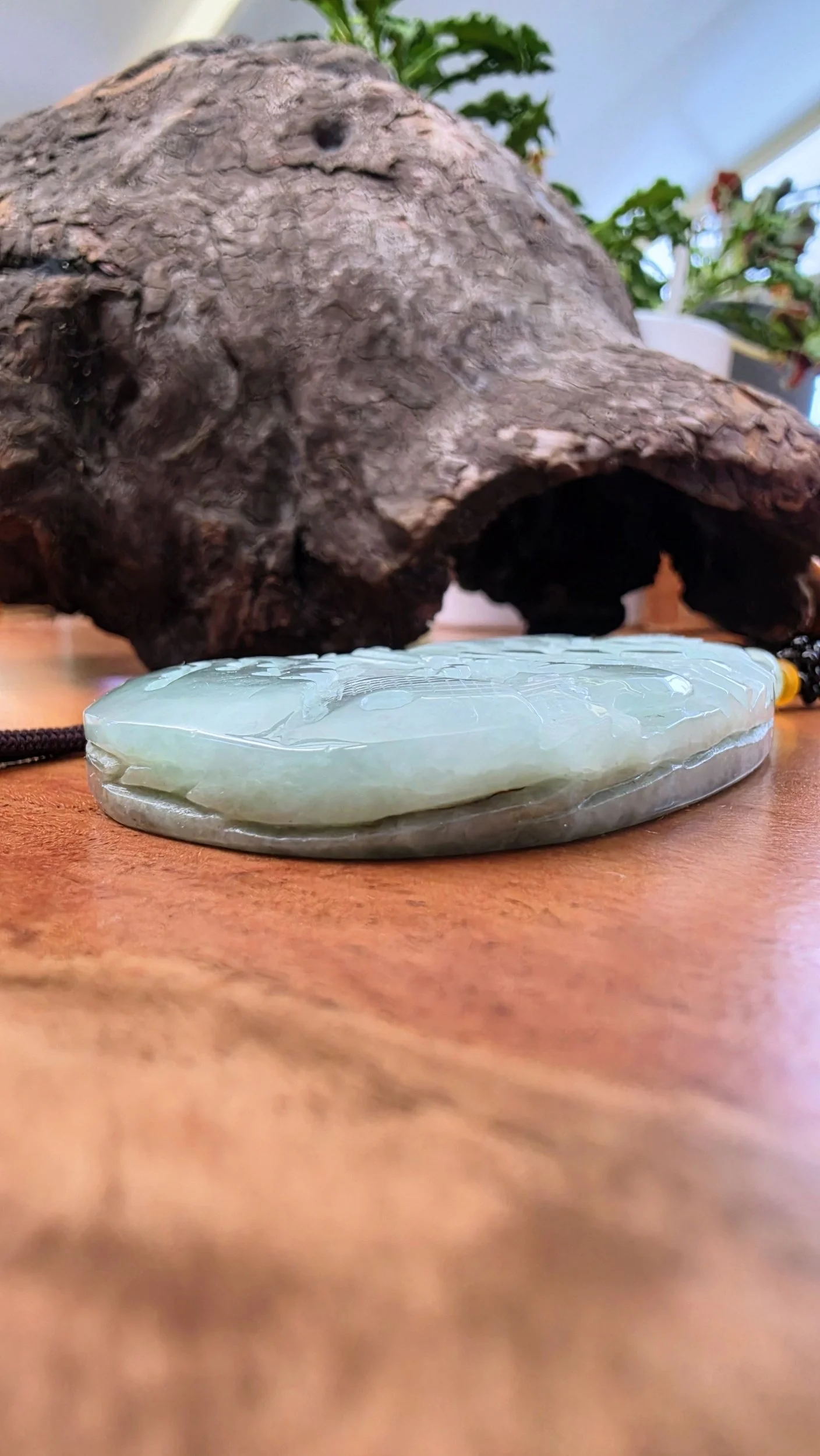 Genuine Grade A Burmese Jadeite Carved Plaque Pendant