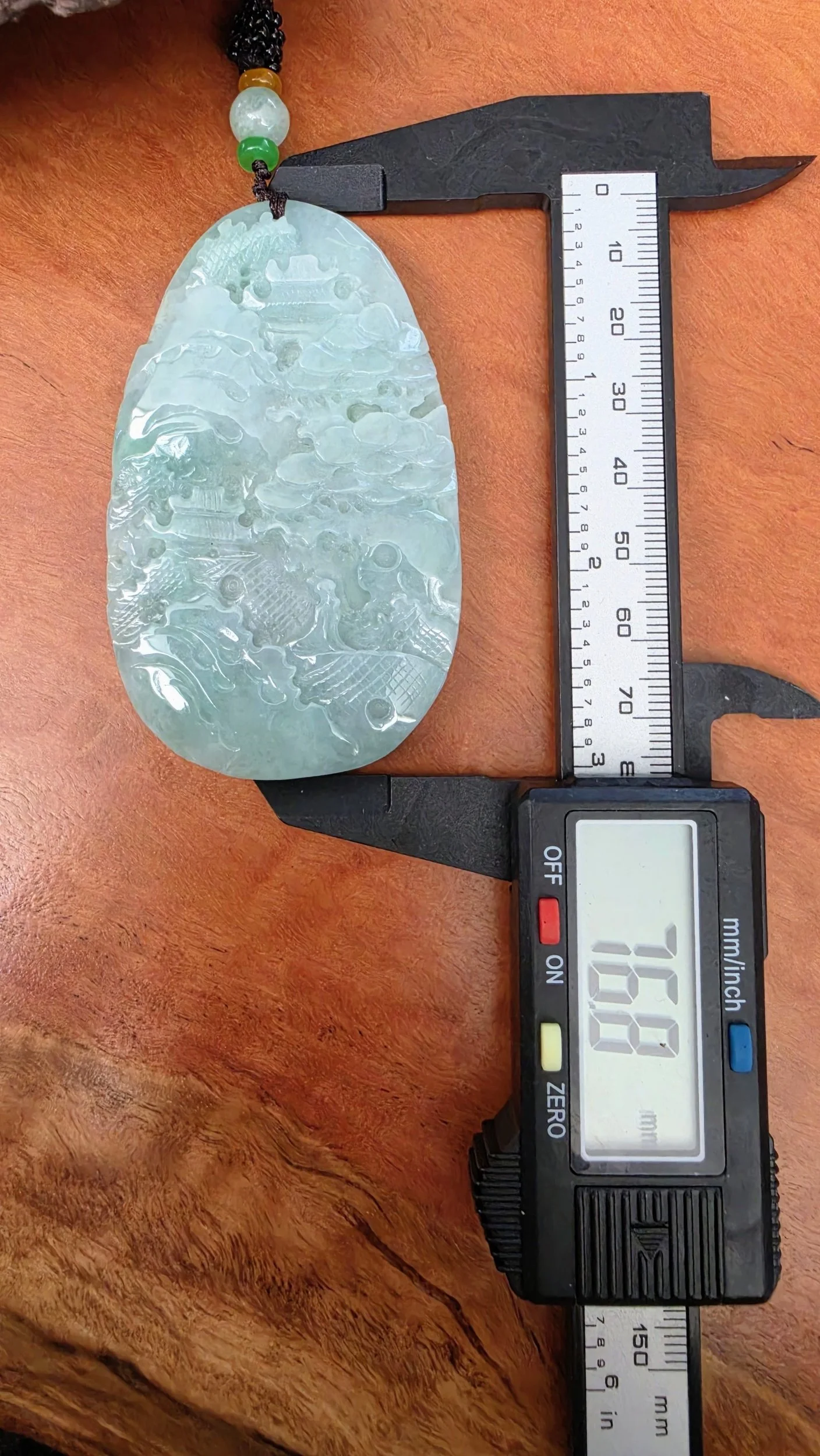 Genuine Grade A Burmese Jadeite Carved Plaque Pendant