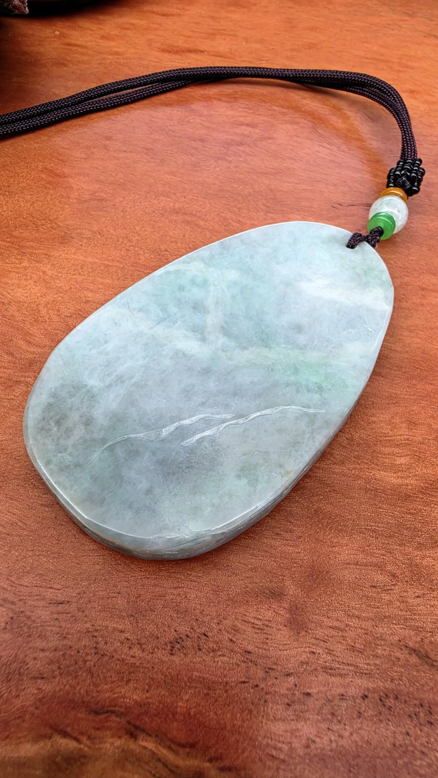 Genuine Grade A Burmese Jadeite Carved Plaque Pendant