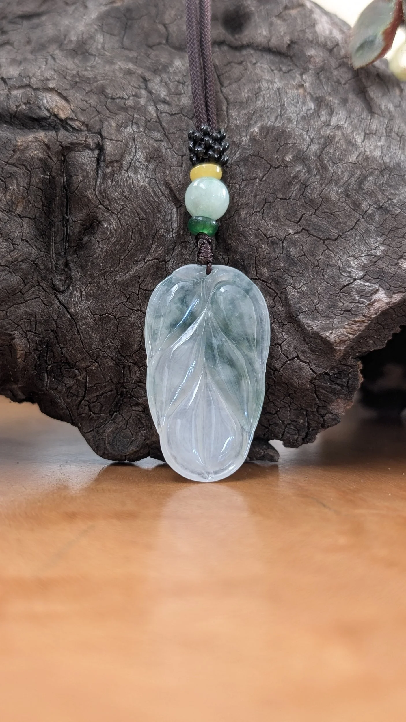 Genuine Grade A Burmese Jadeite Leaf Pendant