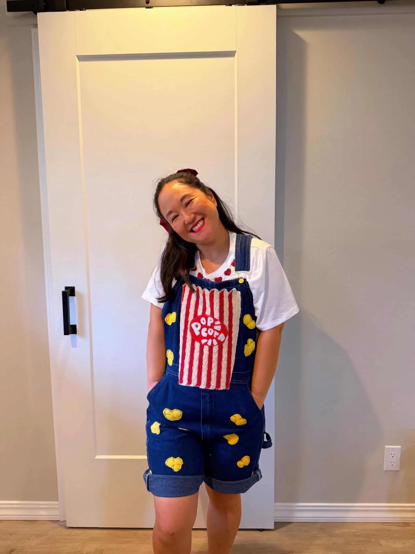 Chelsey in their Popcorn Overalls! @chelseychowchow