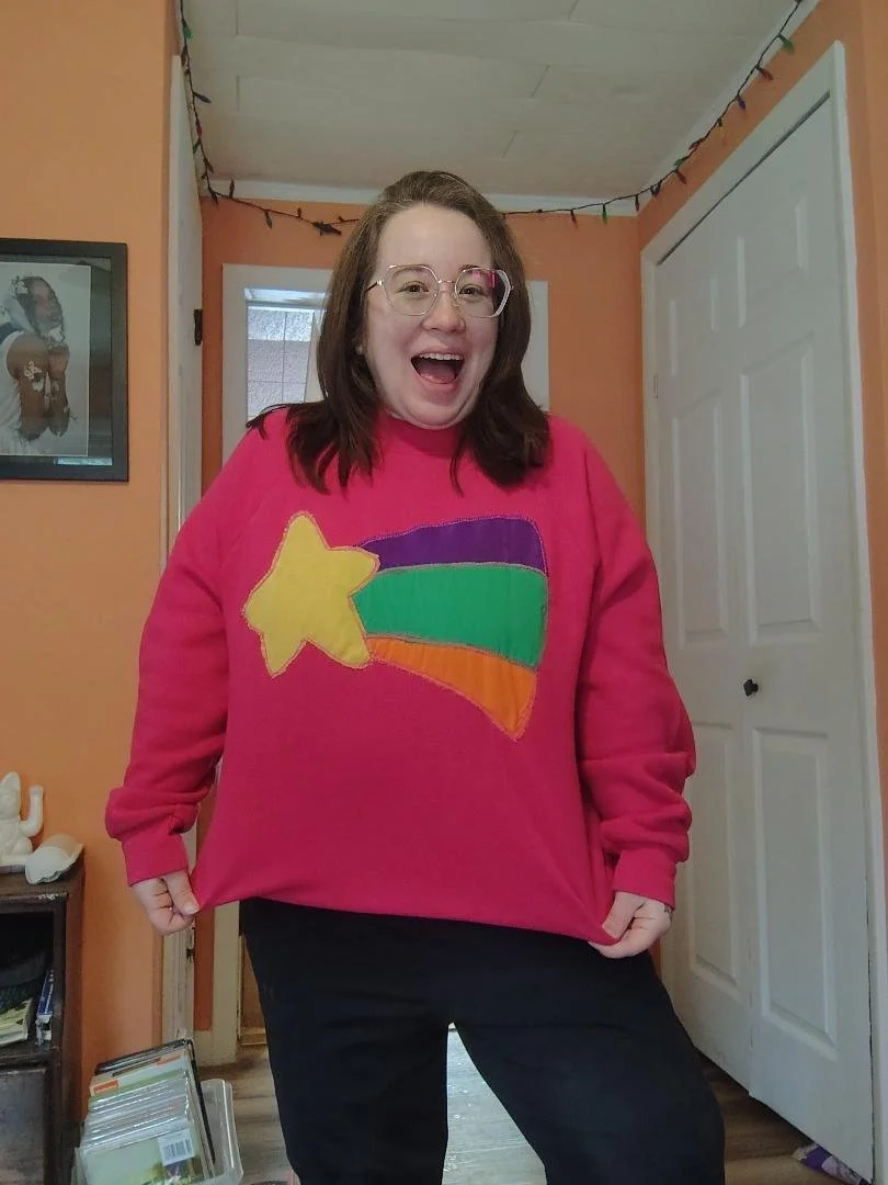 Evangeline in their Mabel Star Sweater!