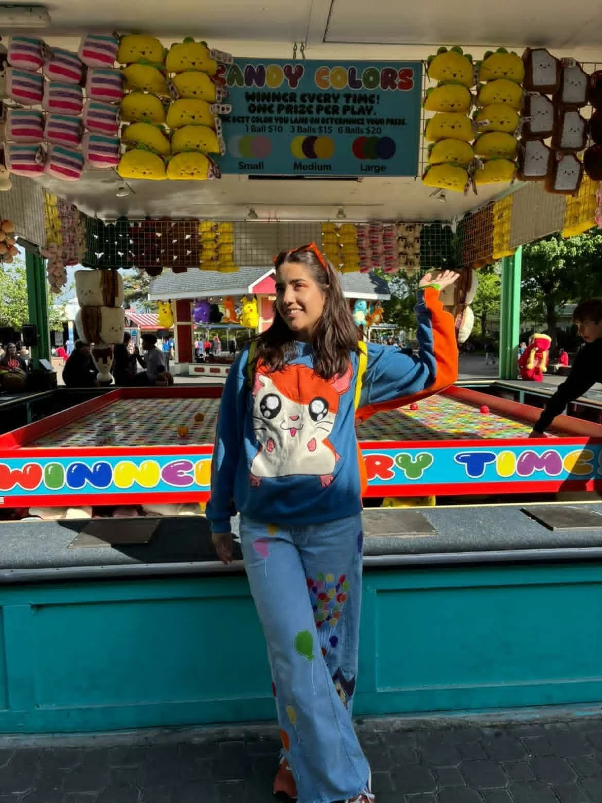 Tiana in her custom Hamtaro Shirt, and UP pants! Happy Birthday!