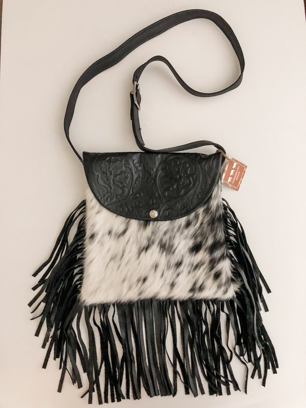 Tricolor Brindle Cowhide Bag Strap — Farmericana Designs