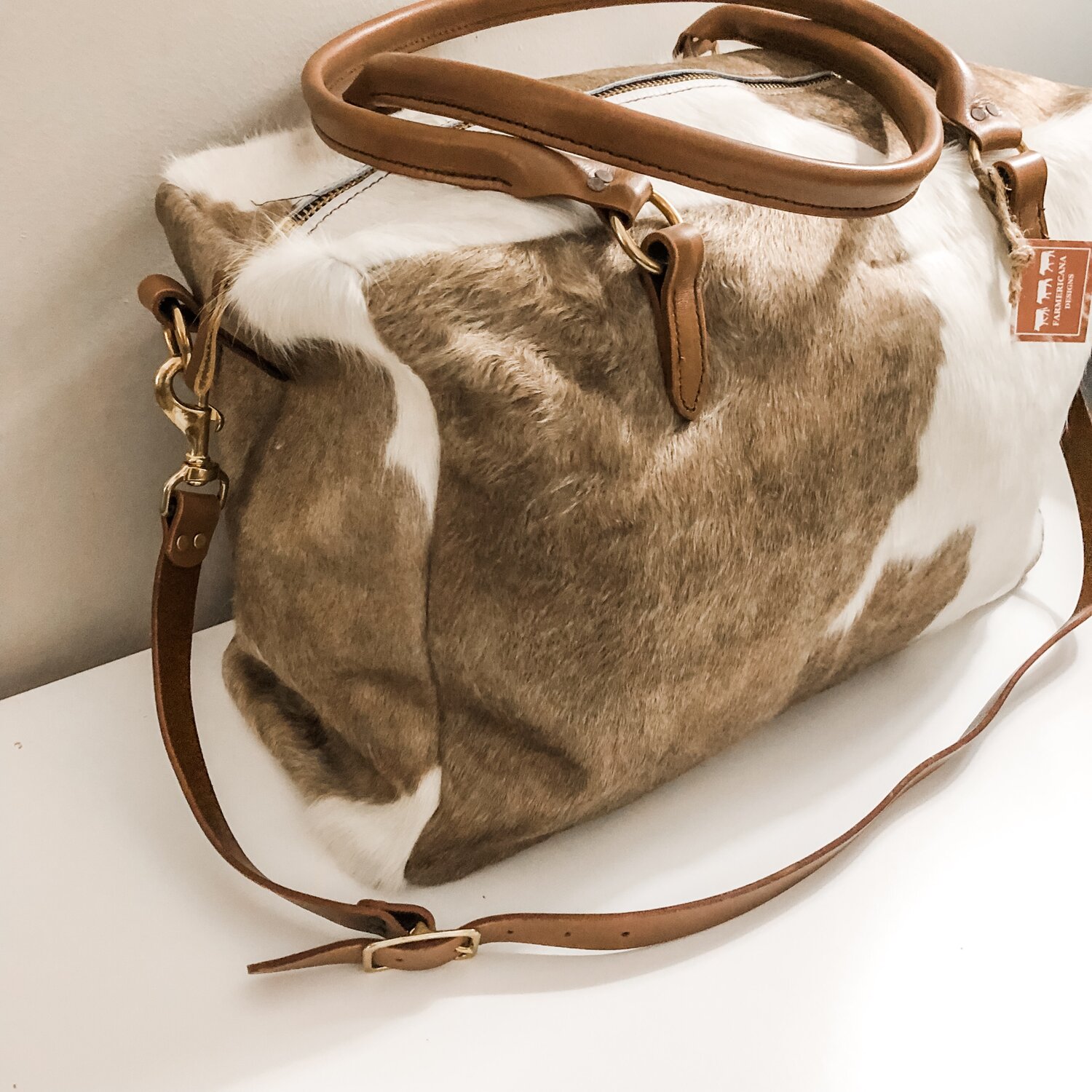 Grey Pure Linen Fabric Multi-Coloured Embroidered Mini Duffle Bag with Real  Brown Leather