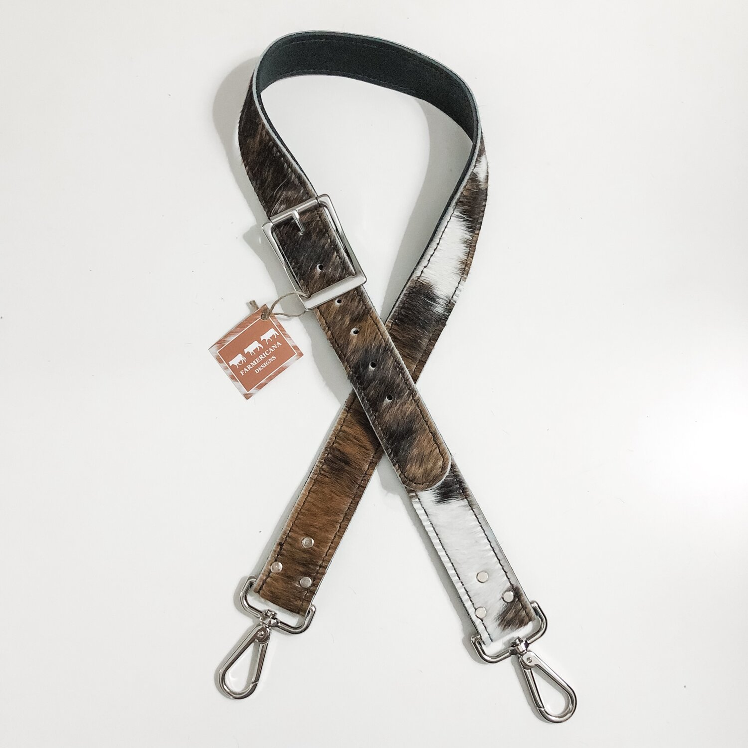 Tricolor Brindle Cowhide Bag Strap — Farmericana Designs