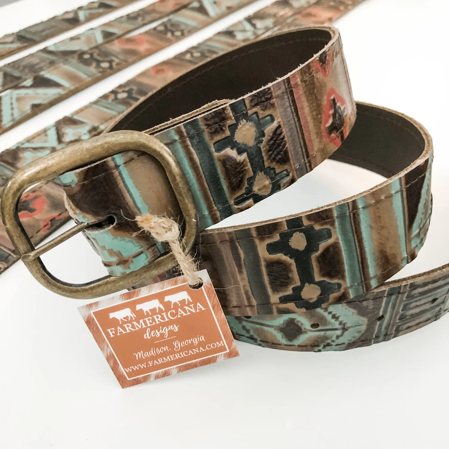 Leather Belts - Navajo Embossed Leather — Farmericana Designs display picture 3