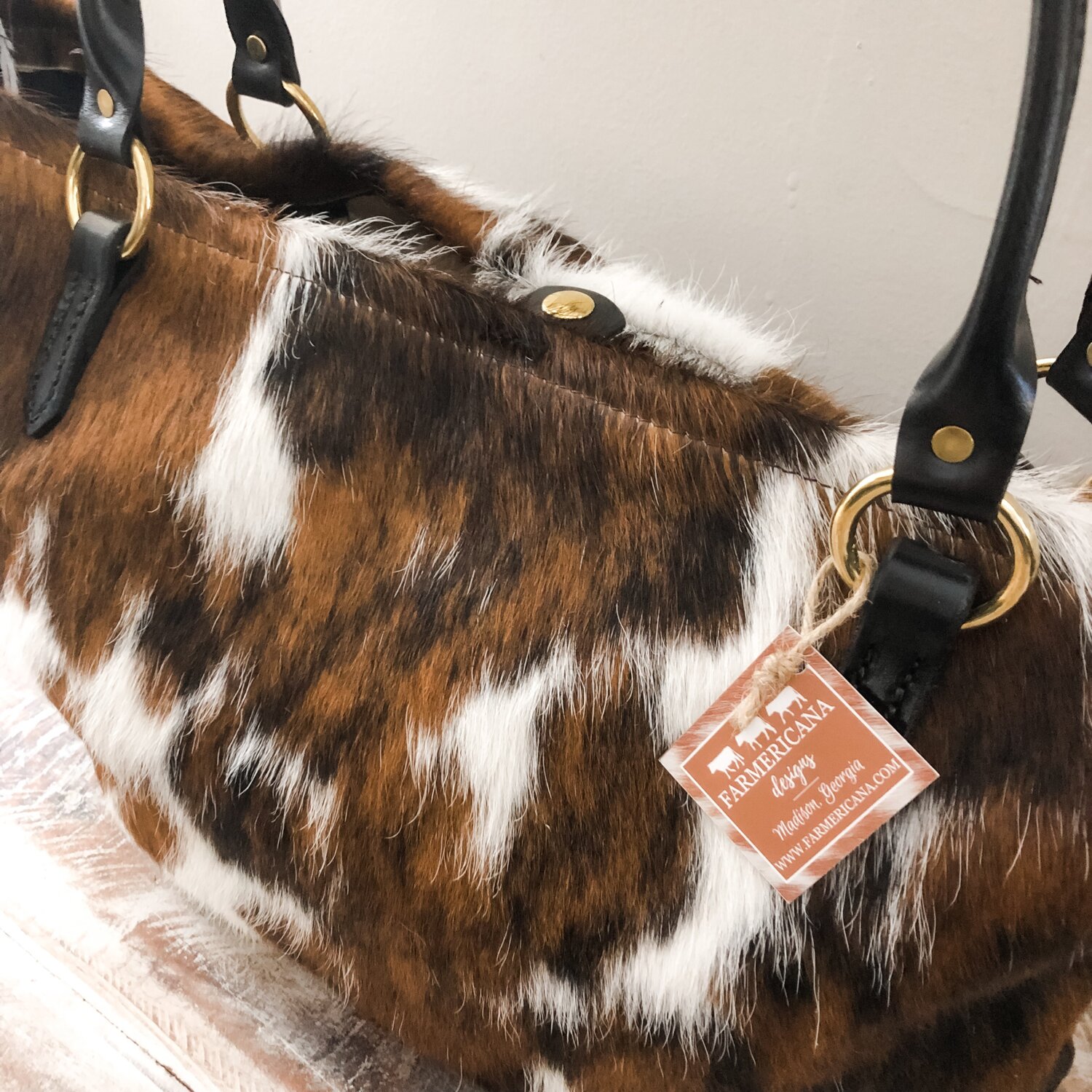 Spotted Tricolor Cowhide Fringe Bucket Bag — Farmericana Designs