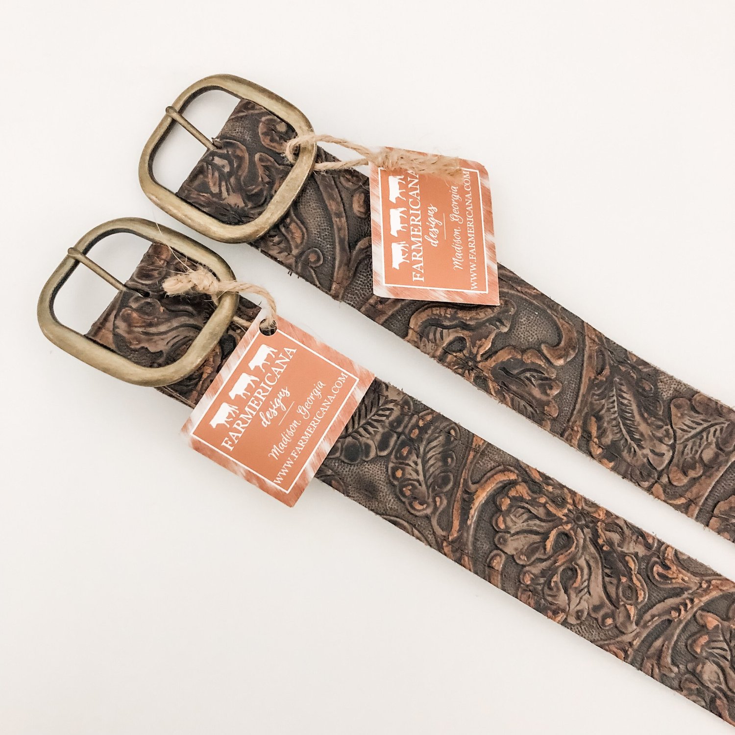 小物 KENFORD EMBOSSED LEATHER BELT PAISLEY EMBOSSED LEATHER BELT