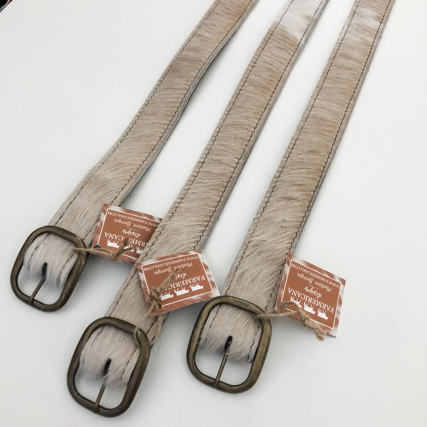 Cowhide Belts - Palomino & White — Farmericana Designs