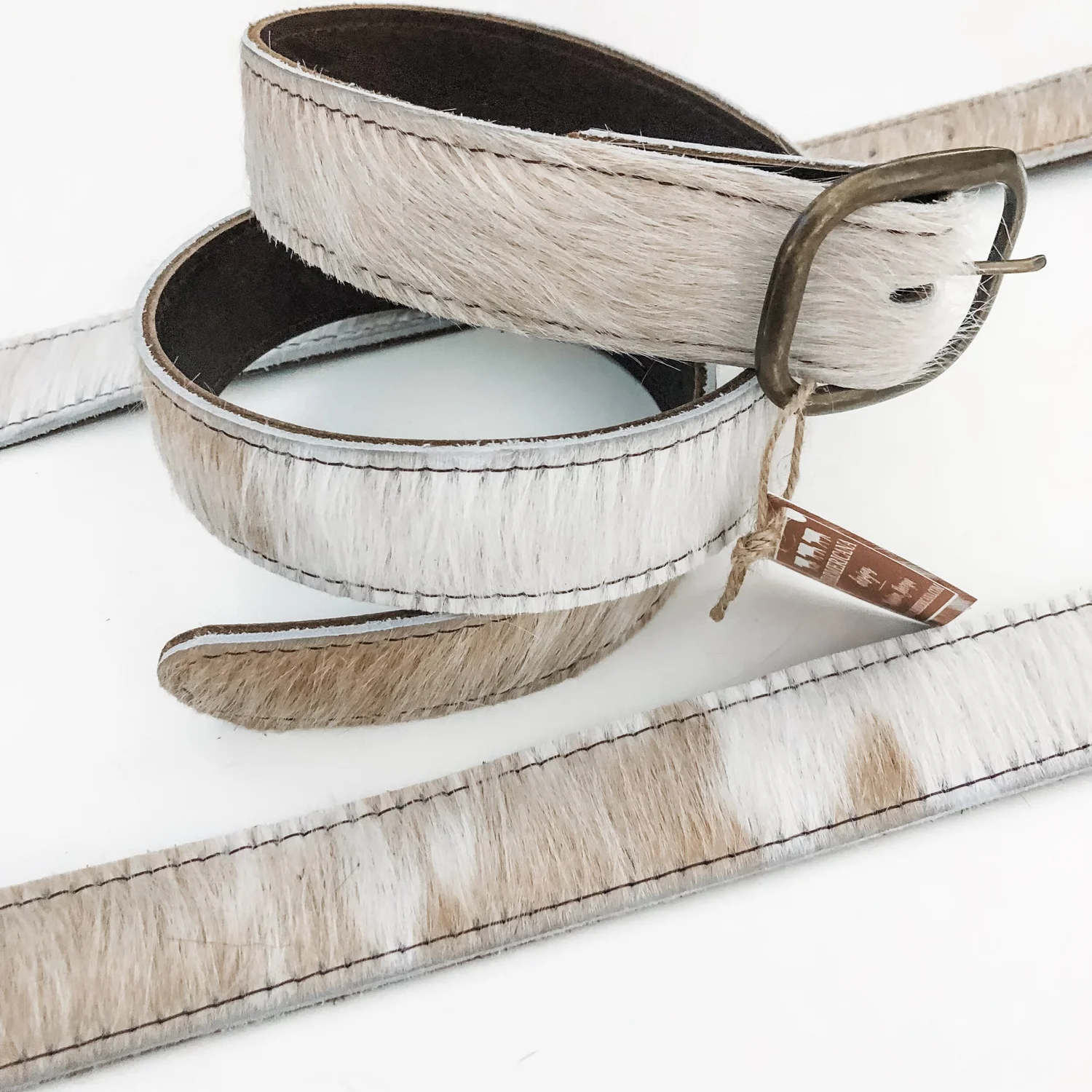 Cowhide Belts - Palomino & White — Farmericana Designs