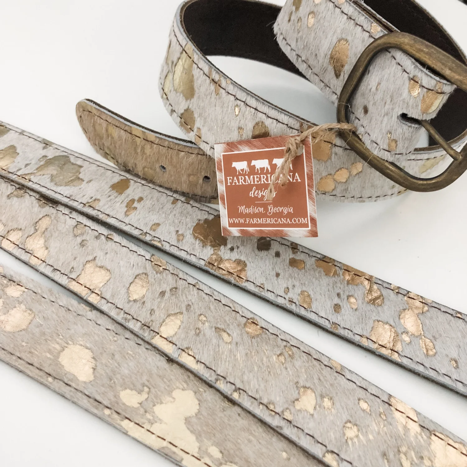 Cowhide Belts - Gold Metallic Hair On Hide — Farmericana Designs