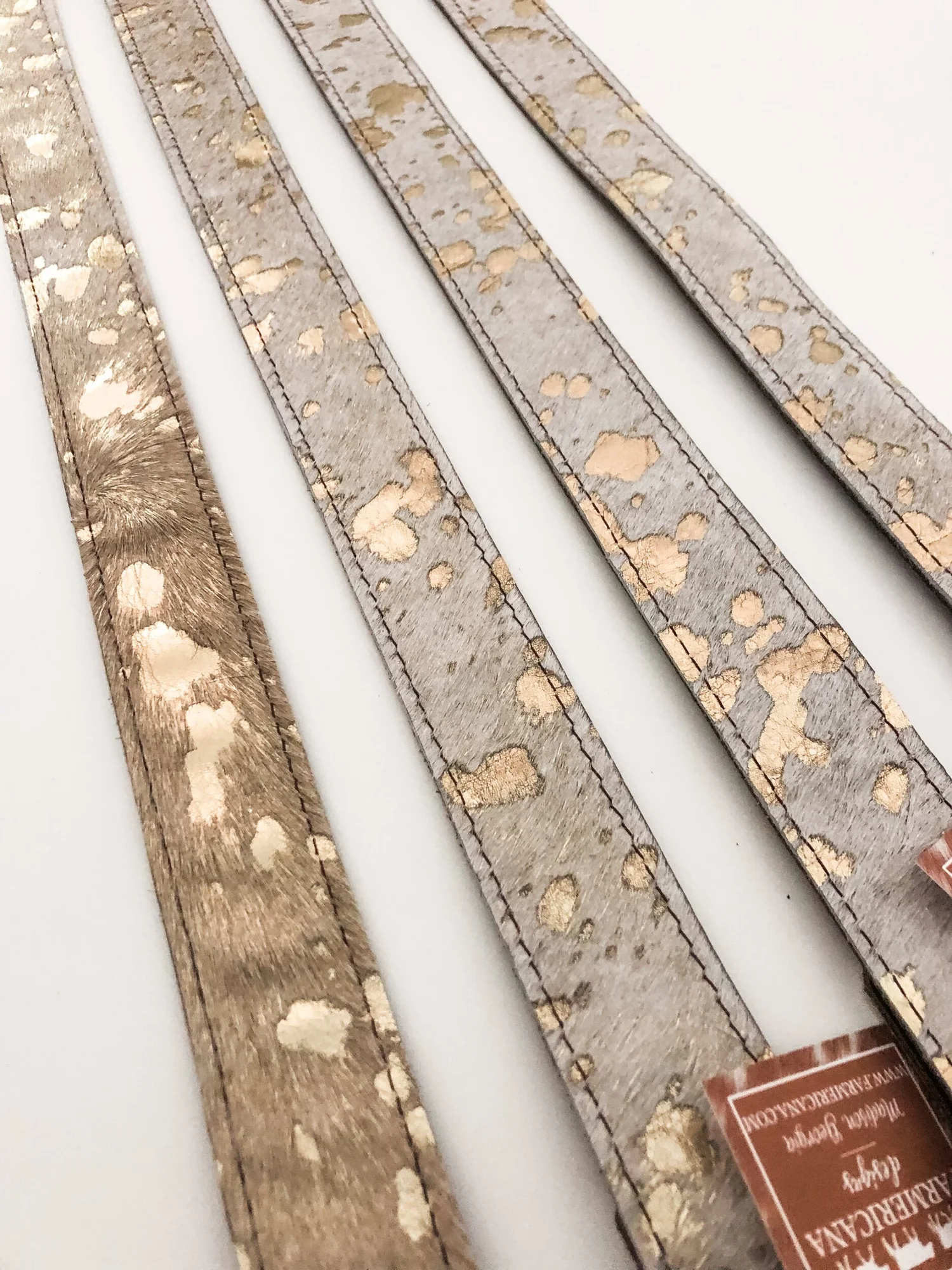 Coco Sands Creamy White Hair-On Hide Leather Waist Belt w/ Gold Hardware Kasi Belt - Nude main image 3