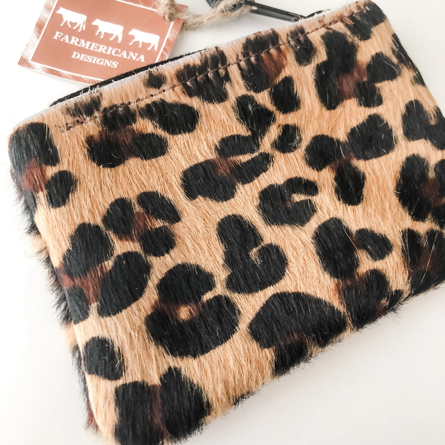 Coin Purse Caramel Leopard Print Cowhide Farmericana Designs