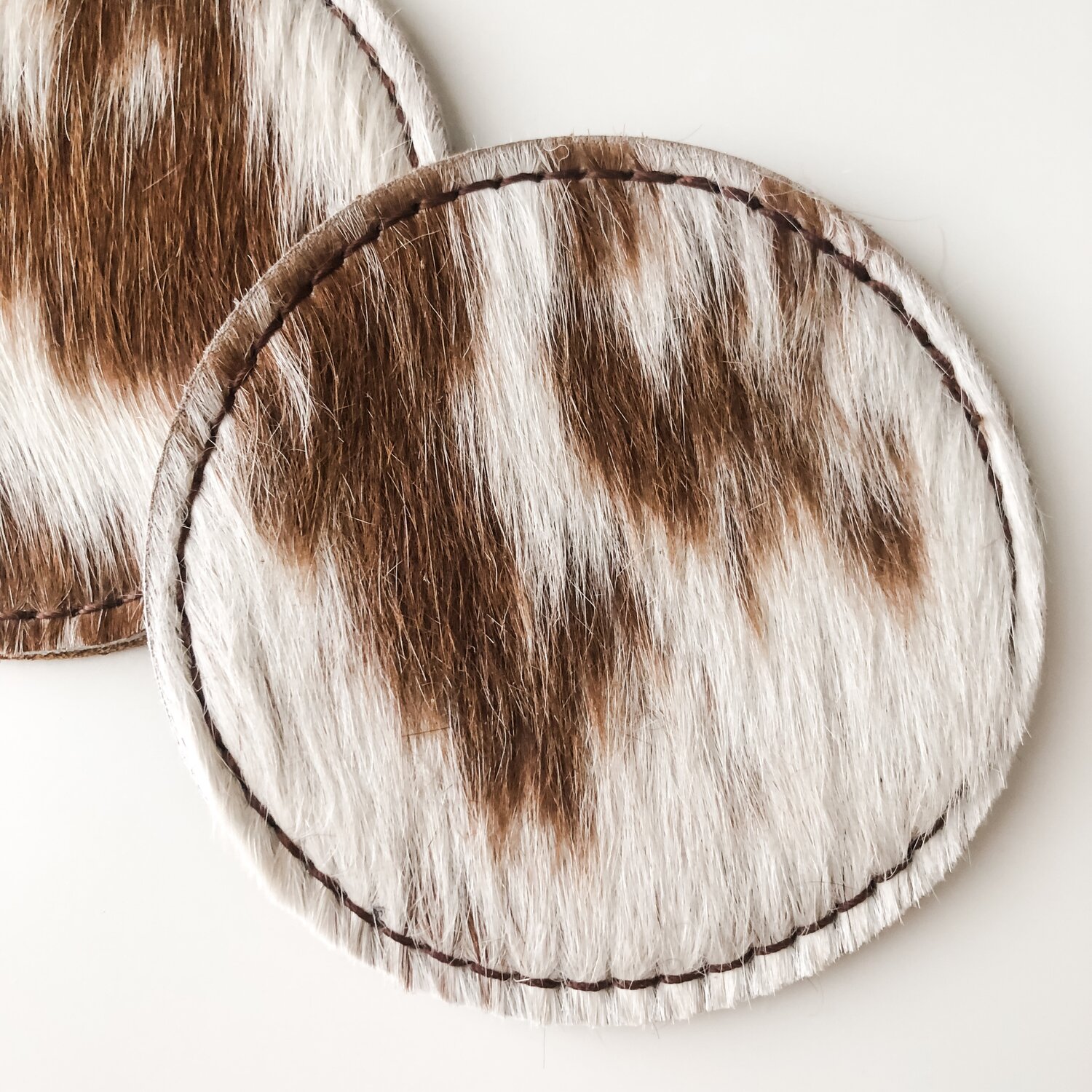 NGF Cowhide Coaster Set of 6 Pcs Natural Cowhide Drink Coasters Hair on Square Coasters Leather Tea Cup Coasters Home Decor & Home Living Ideas