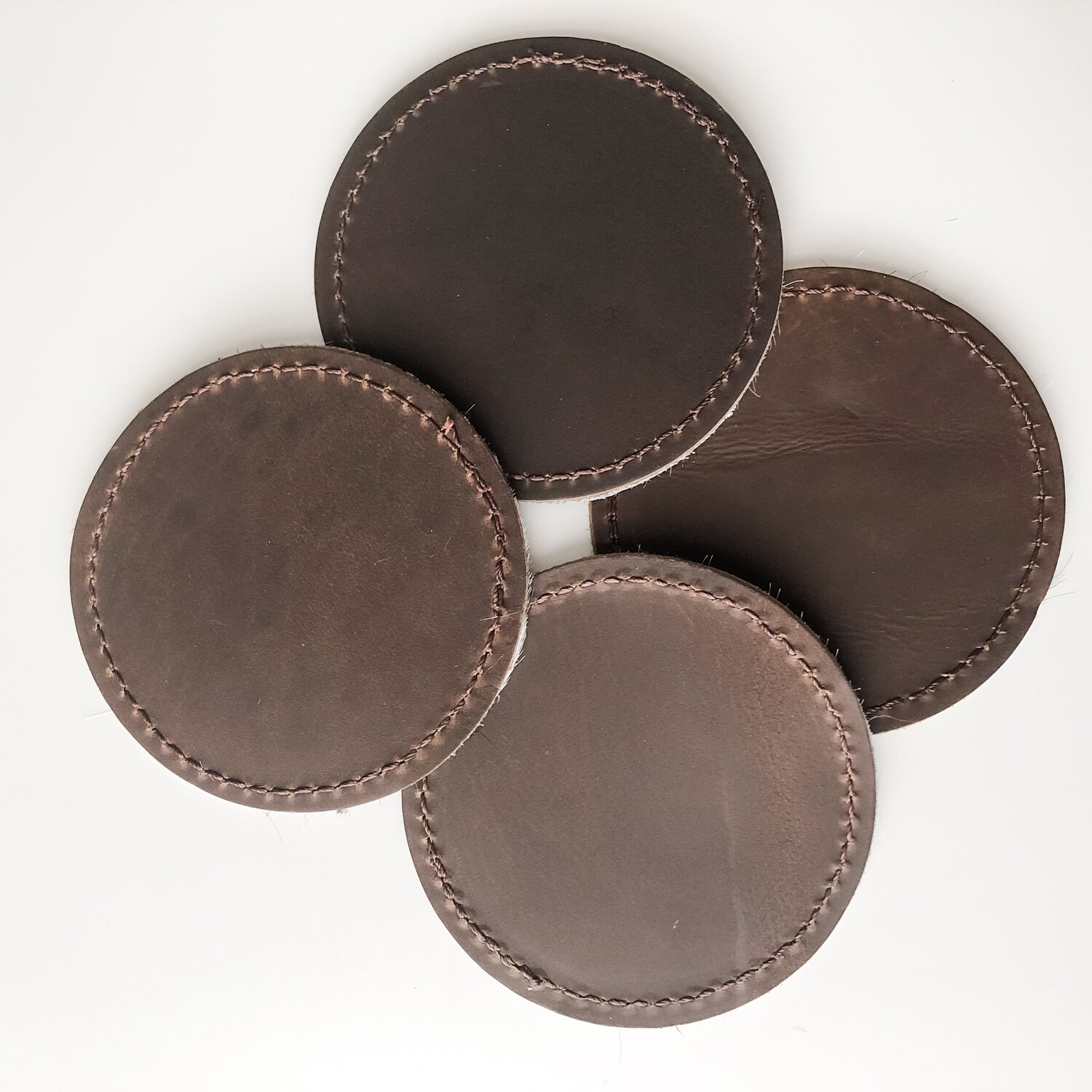 RODEO Cowhide Coasters - Handmade Leather Cowhide Coasters for Drinks -  Western Coasters Style - 2 Layers, Hair On & Leather Back, Easy to Clean 