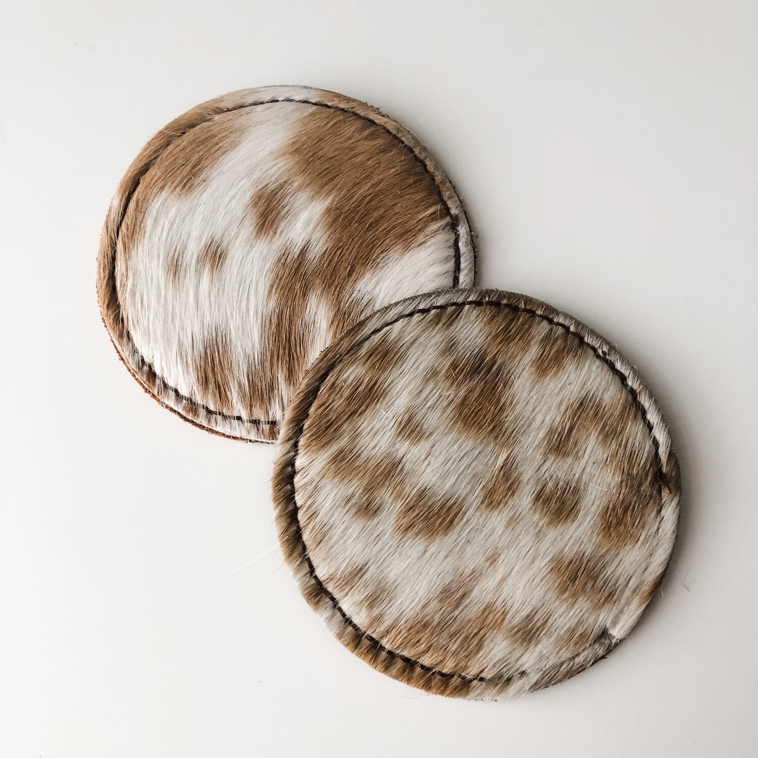 Buy Leather Cowhide Coasters (Light Brown) by McDaniel Custom