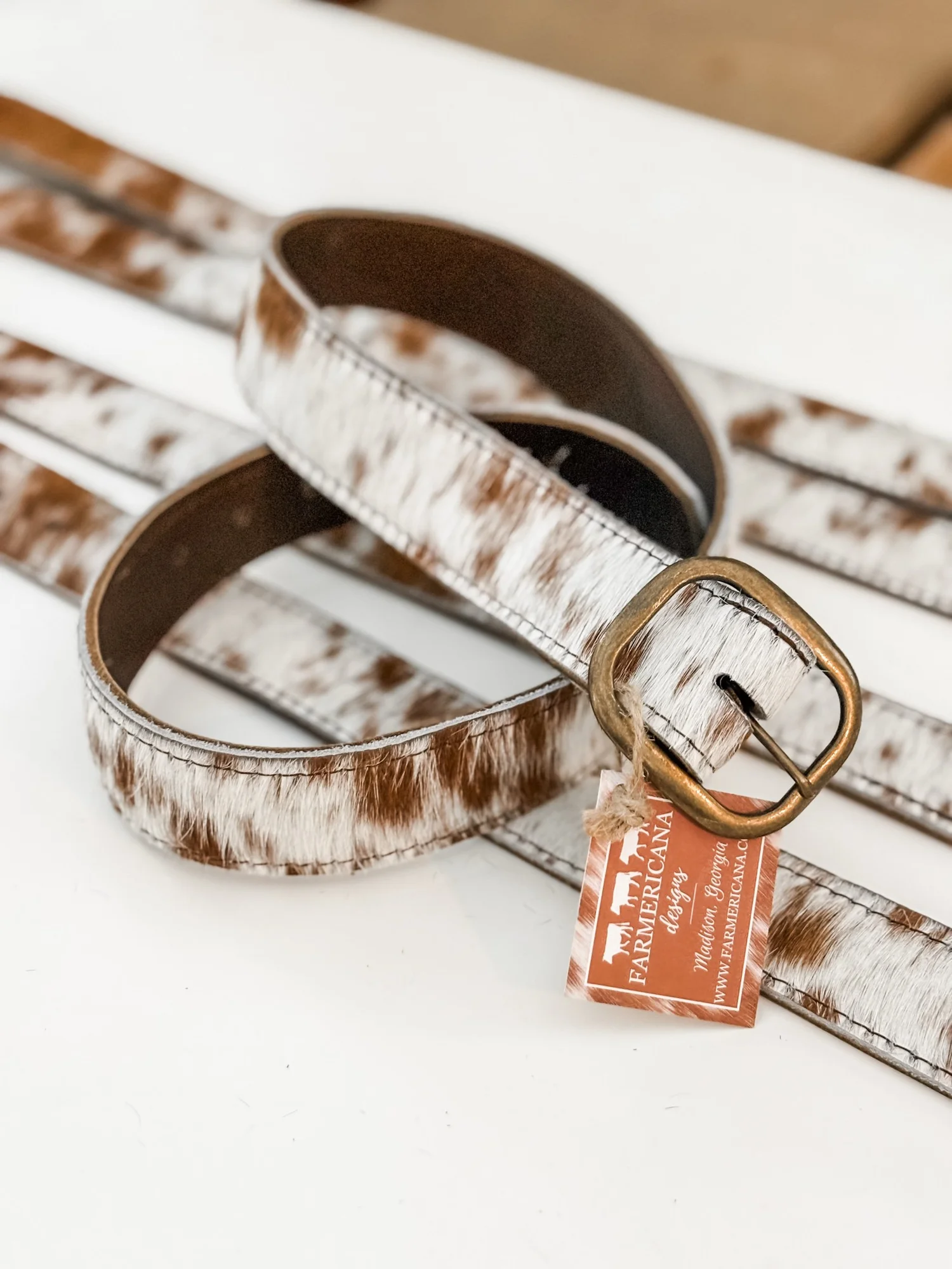 Brown and White Cowhide Print Women\'s Western Belt Stylish Women main image 4