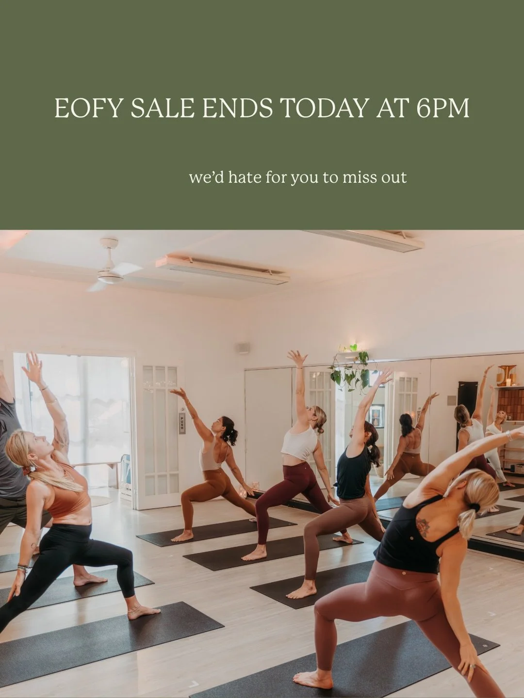 ⏰ Final call! Our EOFY Sale ends today&mdash;give your health and wellbeing the love it deserves while the savings last! 💚✨

#seeyouintheshala #shalayoga #eofysale #bunburyyoga #yogacommunity